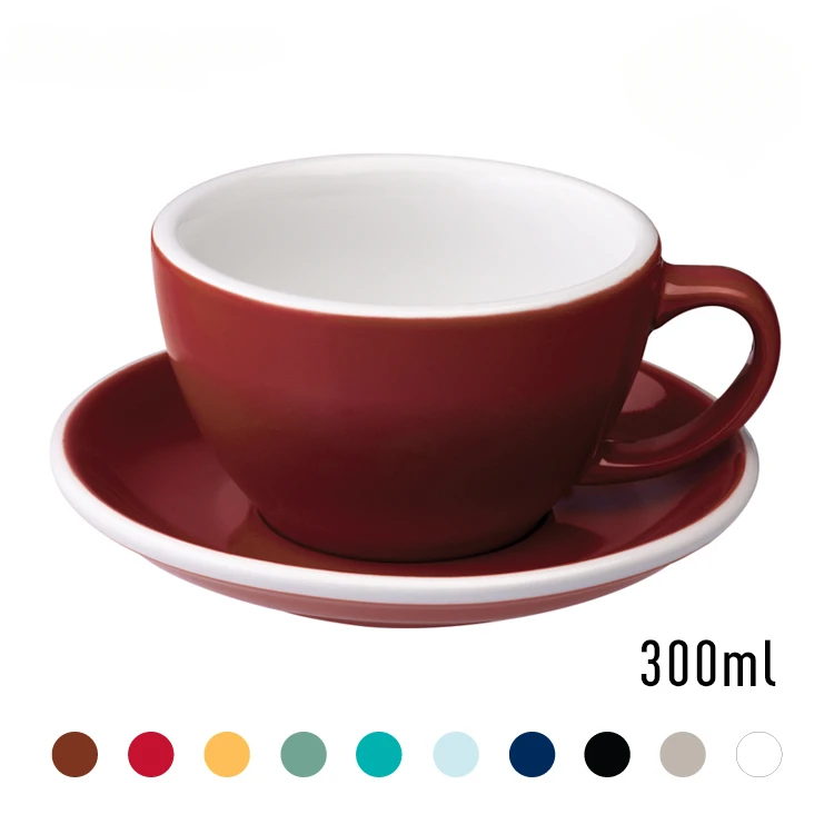 Loveramics Egg 300ml Professional Garland Cup Latte Coffee Cup and Saucer Set Basic Color Creamic Tea Breakfast Home Drinkware