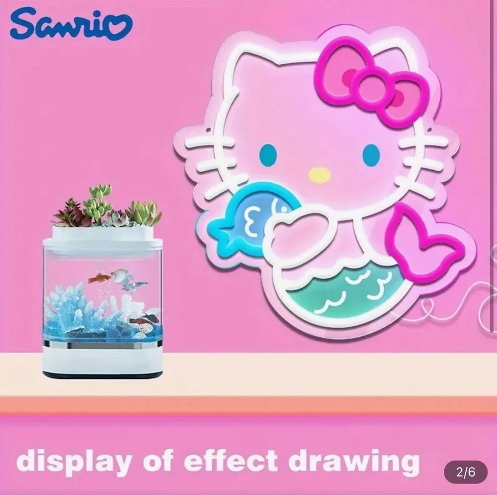 Sanrio LED Neon Light Hello Kitty Mermaid Neon Sign Light for Room Bedroom Shop Shopping Mall Wall Decoration USB Power Dimmable