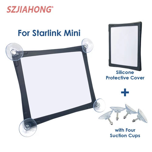 Protector de silicona para StarLink Mini con 4 ventosas, cubierta impermeable resistente a los arañazos, antigolpes y anticaídas