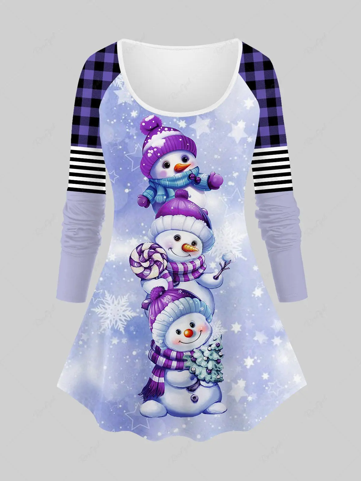 2023 New Christmas Tree Candy Snowflake Snowman Plaid Stripe Print Raglan Sleeve T-shirt Or Leggings Casual Matching Set XS-6X