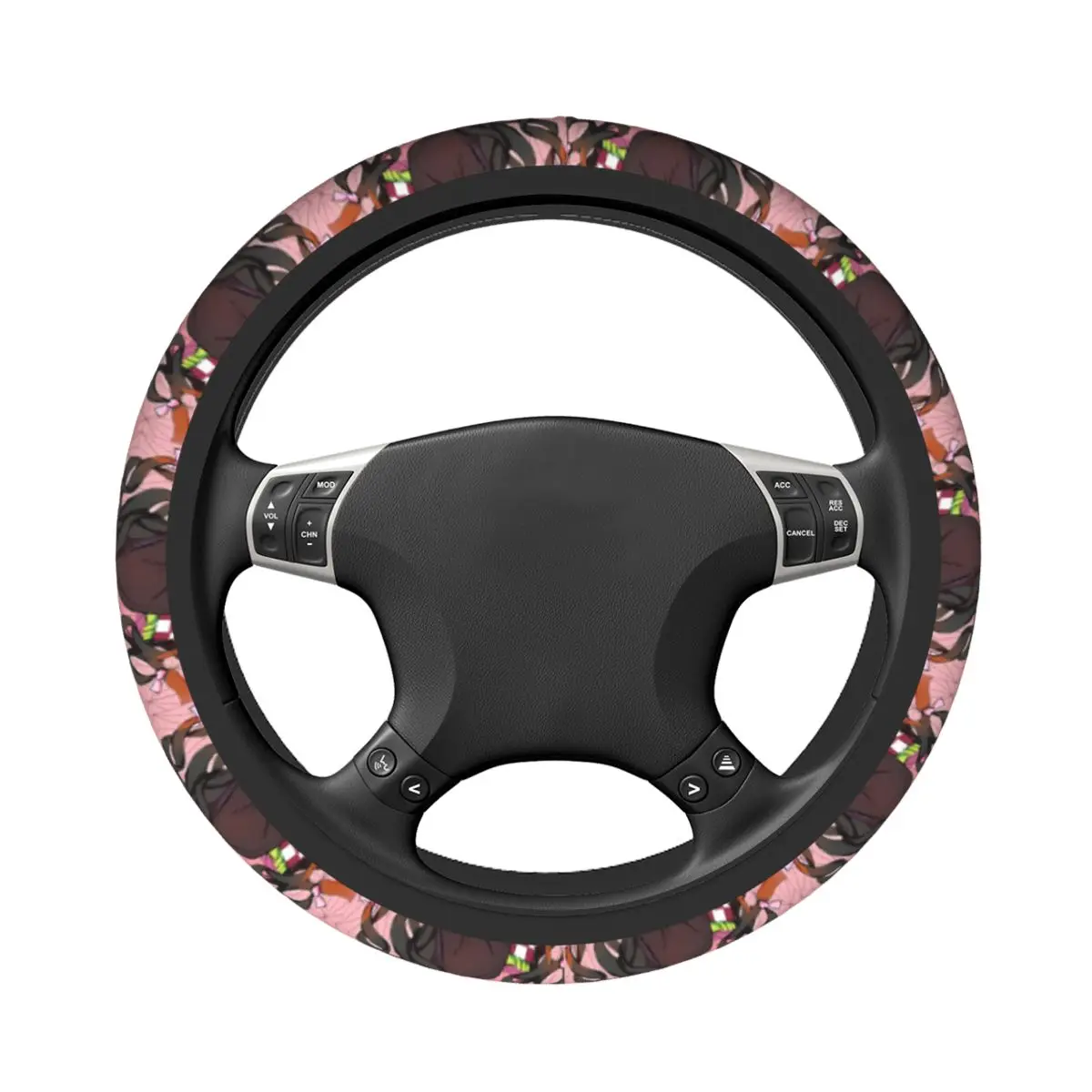 38cm Car Steering Wheel Cover Demon Slayer Nezuko Kamado Anti-slip Auto Decoration Colorful Car Accessories