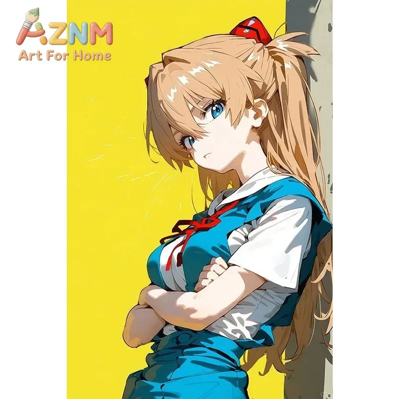 AZNM Asuka Langley Soryu Neon Genesis Evangelion Anime Canvas Wall Art Frameless Print Poster for Home Bedroom Living Room Wall