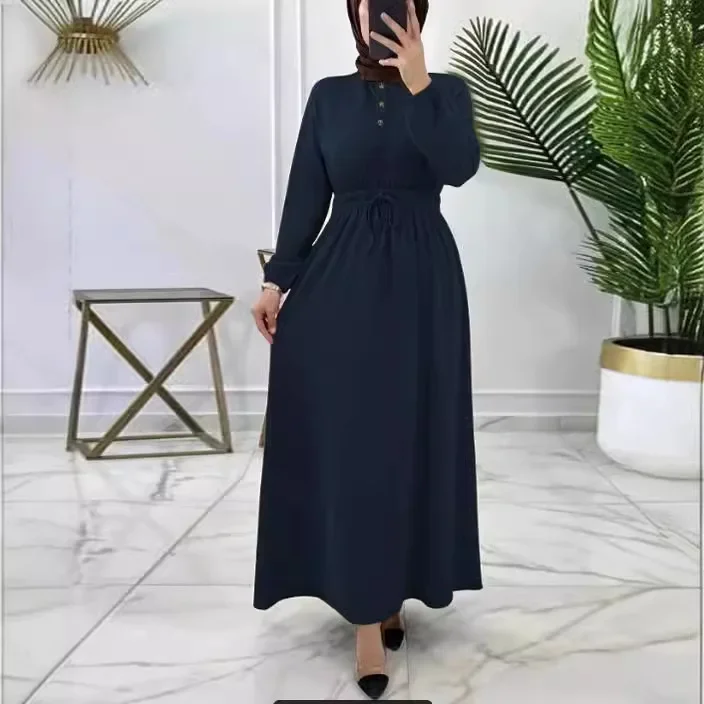 Modest Ramadan Muslim Women Long Dress Buttons Abaya Eid Dubai Vestidos Saudi Arabic Robe Morocco Kaftan Jalabiya Abayas Dresses