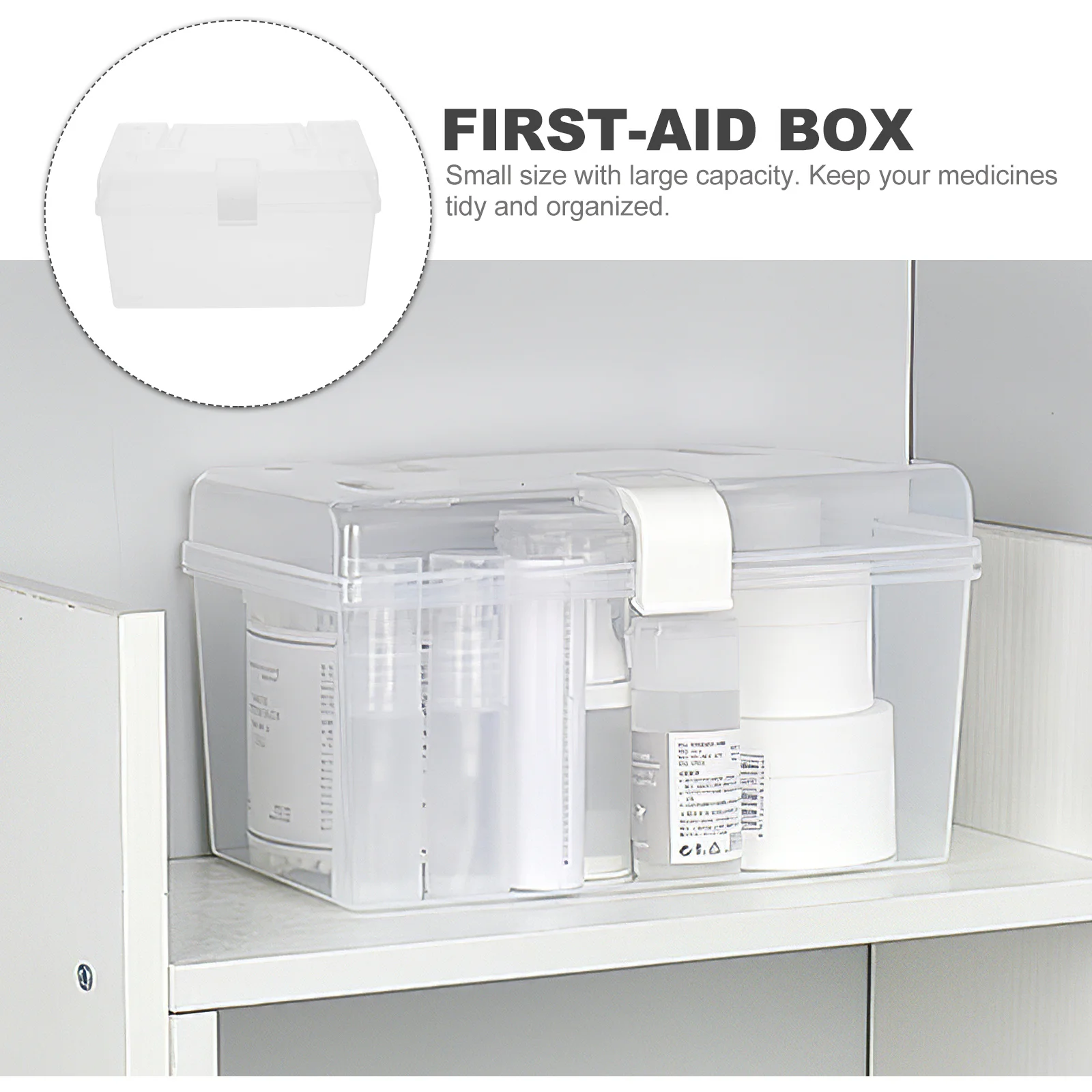 Portable First-Aid Box Small Size White Multi-Function Medicine Storage Cabinet Home Use Medicine Organizer First-Aid Box