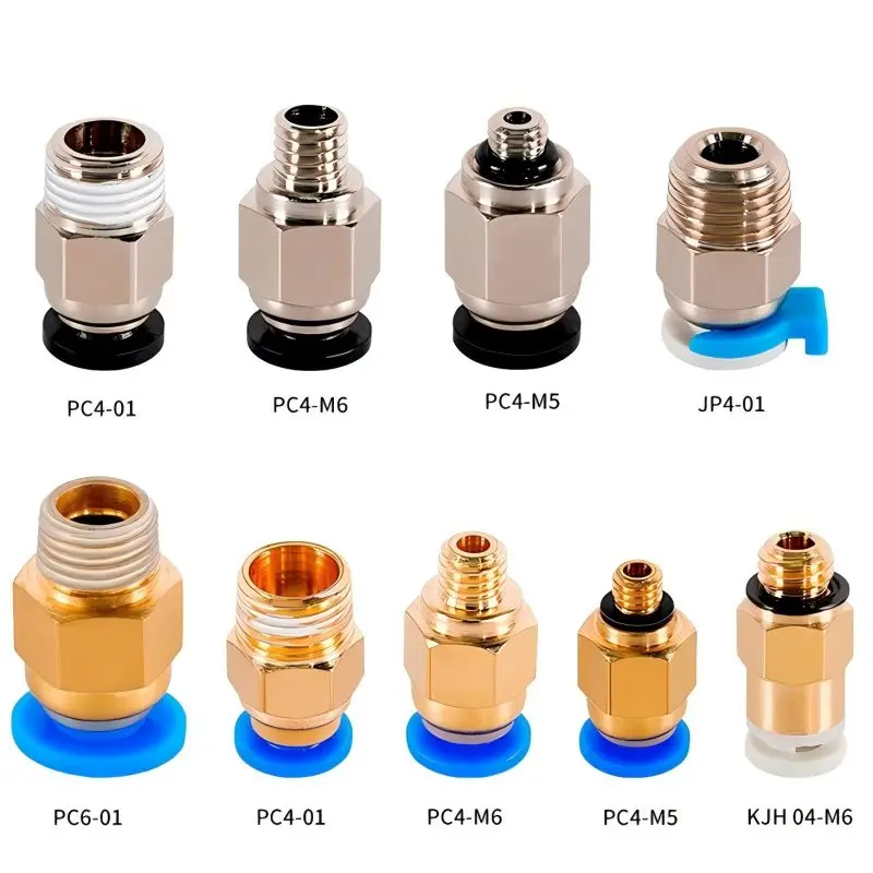 PC4-M6 M5 01 JP4-01 Pneumatic Push In Fittings Self-Locking Quick Connector for 3D Printer Bowden Tube 1.75 2.85mm