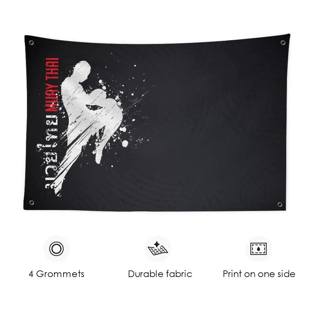 

M-Muay ThaiS Cool Flags 3x5 Ft Custom Banner For Garage Door Room Decor Wall Out Decoration With Metal Buckle