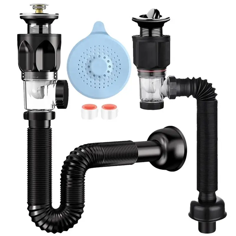 

Bathroom Sink Drain Kits Anti-clogging Flexible Drain Kit Expandable Sink Drain Pipe Kitchen Sink Drainage Kit Anti-Odor