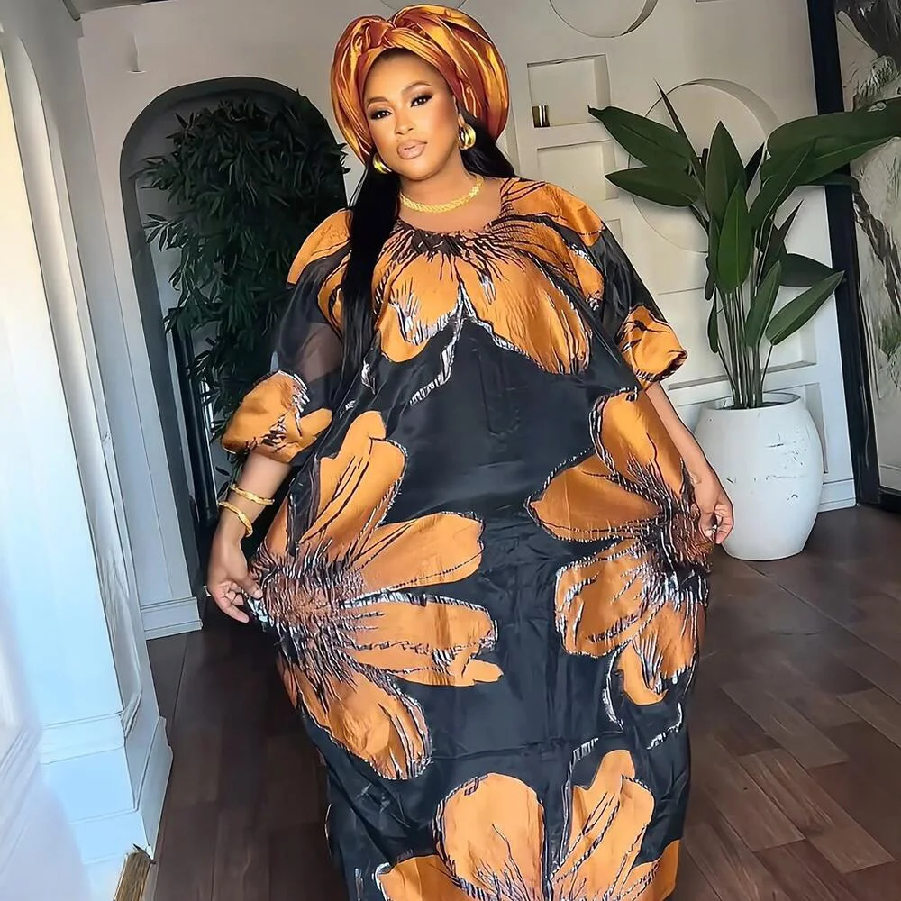 فساتين تركيا نمط جديد للمرأة الفاخرة الأنيقة 2025 طقم مكون من قطعتين امرأة أفريقية بوبو ارتداء وشاح الرأس ملابس أفريقيا #3