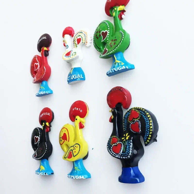 Portugal Rooster Fridge Magnets Tourist Souvenir PORTUGALLO Colored Cock Magnetic Refrigerator Sticker Collection Travel Gift