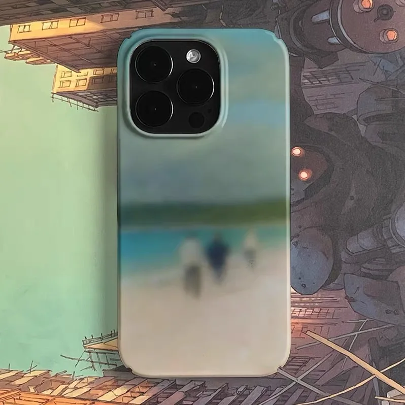 

Blurred Art of Blue Green Seaside Phone Case for IPHONE 17 Air 16E 15 PROMAX 14 Plus 13 12 MINI 11 16Plus XR Acrylic Phone Cover