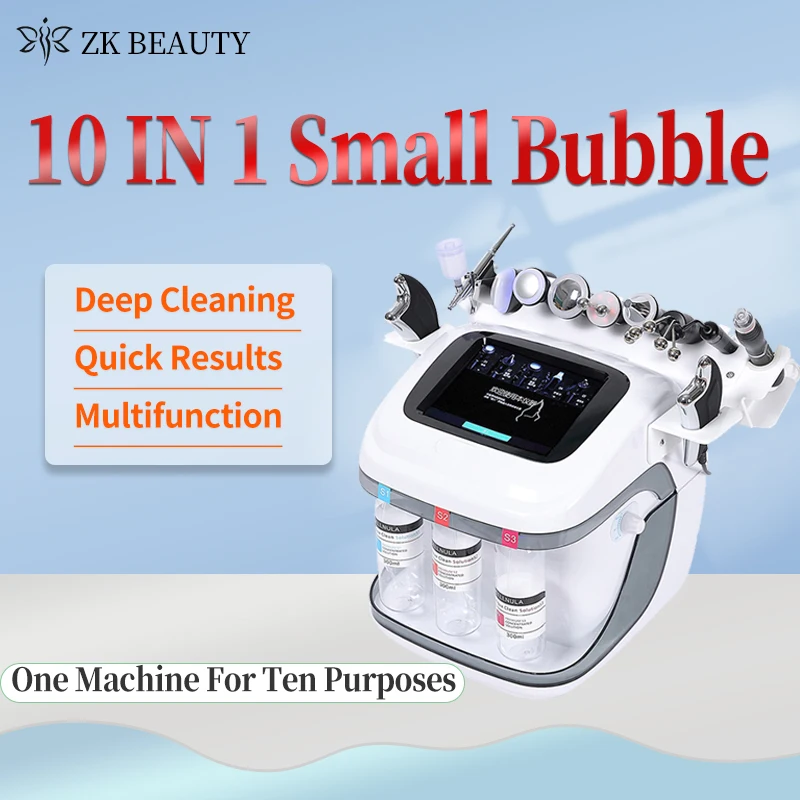 

Newest 8/10 in 1 Small Bubble Dermabrasion H2O2 Aqua Peeling Ultrasound Oxygen Facial Cleaning Skin Rejuvenation Beauty Machine