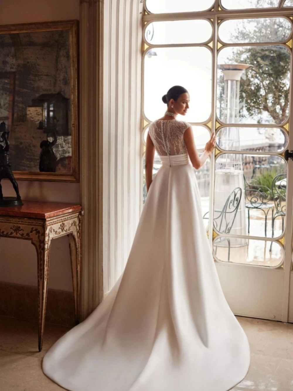 Vestidos De Novia modernos De satén, Vestidos De Novia De línea a con cuello en V, mangas casquillo, elegantes, para fiesta Formal, elegantes