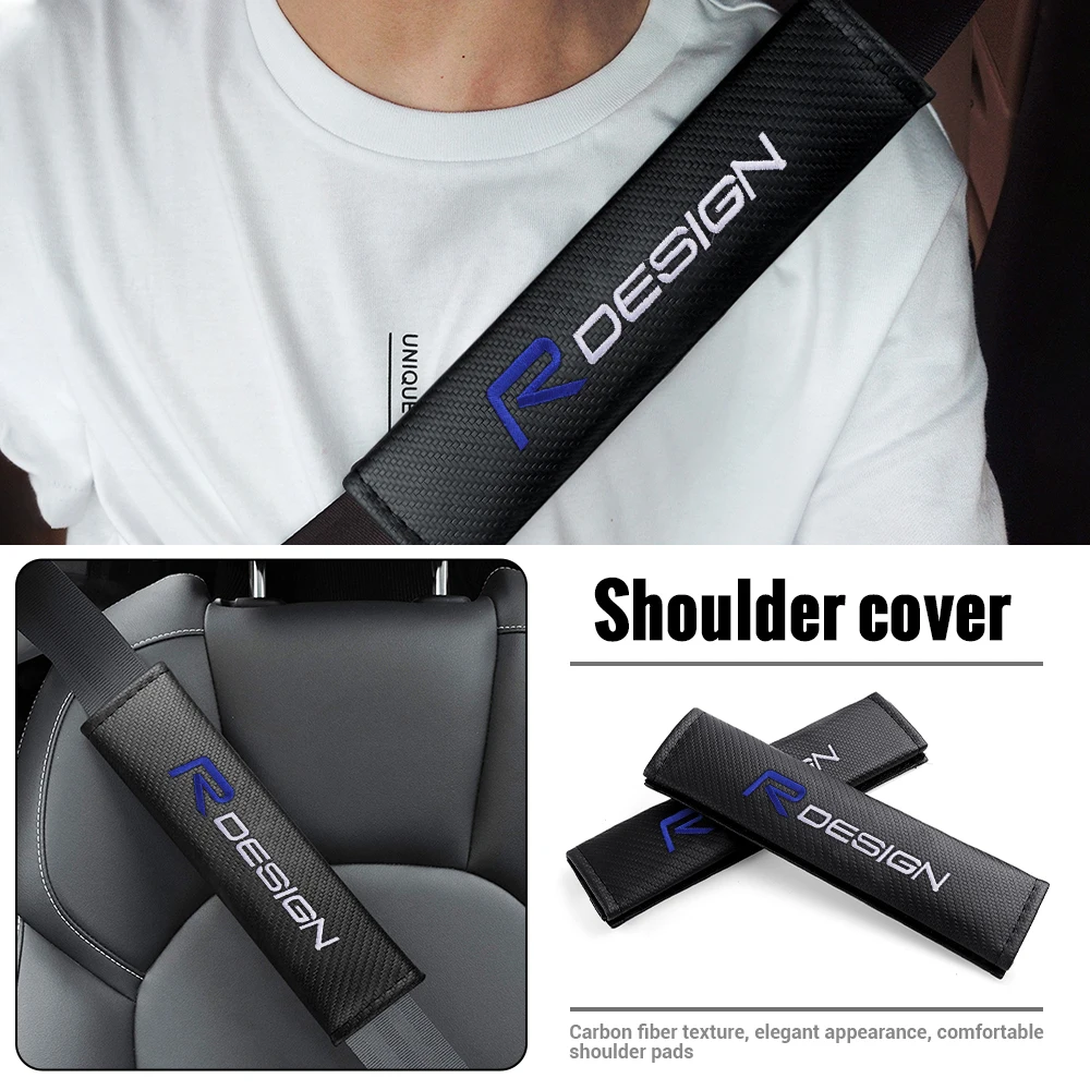 Car Carbon Fiber Seat Belt Cushion Safety Belt Shoulder Protector Pad Auto Accessories For VOLVO RDESIGN T6 AWD S40 S60 S90 XC40