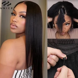 Unice Hair Upgrade Drawstring Yaki Straight V Part Wig Clip-in Human Hair Wigs Upgrade U Part Wigs Small Head Friendly