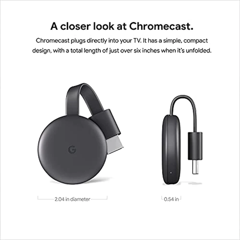 Appareil de streaming Google DNomecast, affichage sans fil avec câble HDMI, flux de musique, photos et sports, de votre téléphone à la télévision