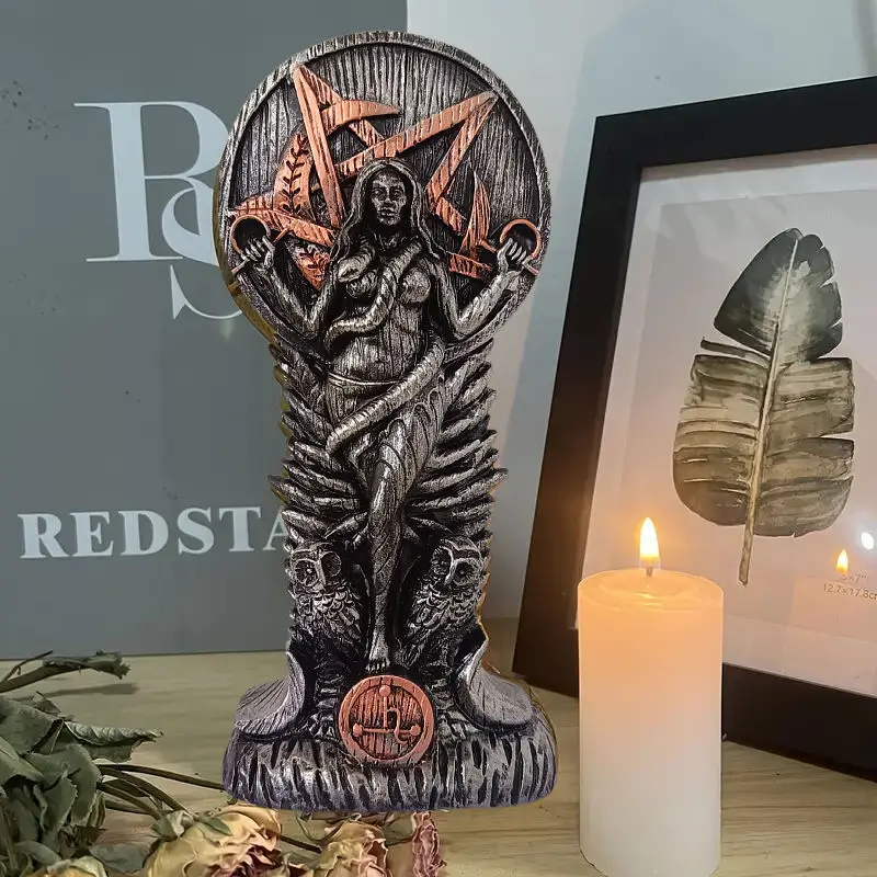 Escultura de diosa de la sabiduría del Altar pagano, brujería sumeriana, decoración de bruja serpiente para mujer, adornos decorativos para el hogar, estatua de diosa
