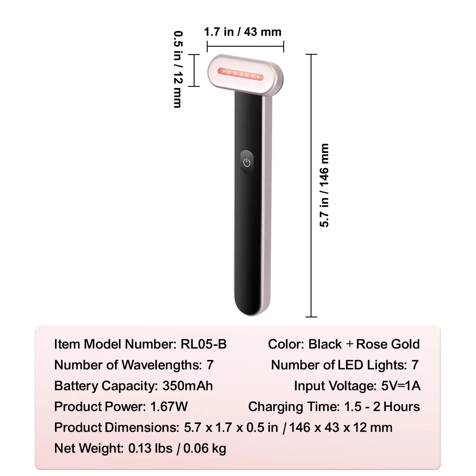 7Color LED Facial Wand Red Light Therapy Device With Heatig Therapy Microcurrent Vibrating Massage, Portable LED Beauty Wand 6