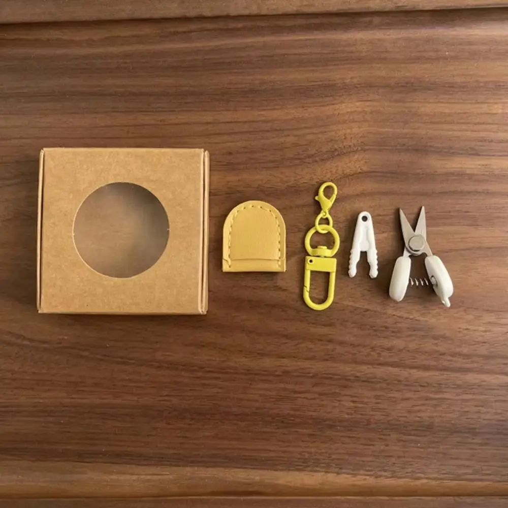 High Precision Art Mini Scissors with Protective Cover Keychain Design Sewing Embroidery Snips with Storage Box Straight Tip