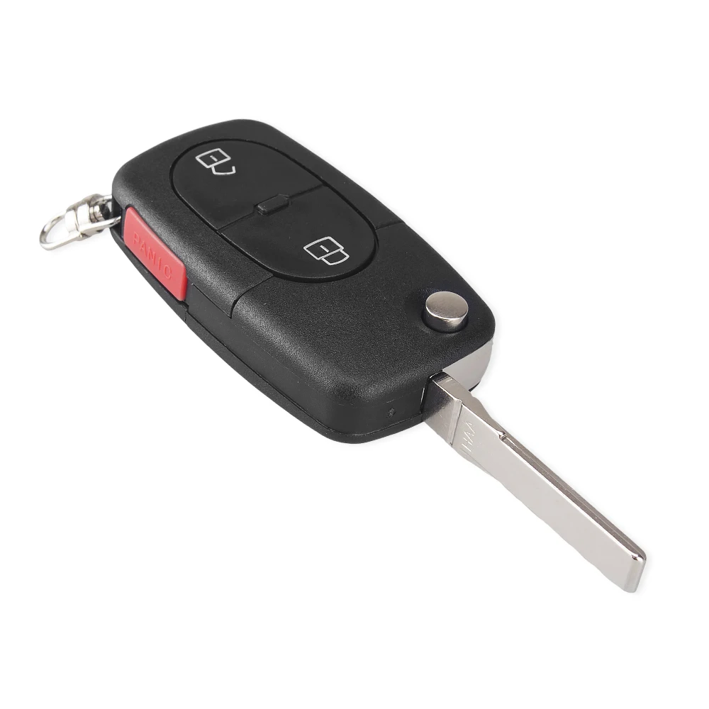 KEYYOU 2 +1 Panic Folding Flip Remote Key Shell Fit For Audi A3 A4 S4 Uncut Blade Fob Case Cover 3 Buttons