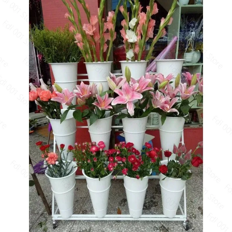 Florist  Stand Ladder Multi-layer Display Shelf  Round Barrel  Flower Barrel Shelf Removable Flower