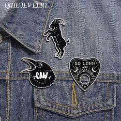 So Long and Goodnight Divination Ouija Board Enamel Pin Black Punk Movie Goat Crow Brooch Bag Lapel Badge Jewelry Accessories