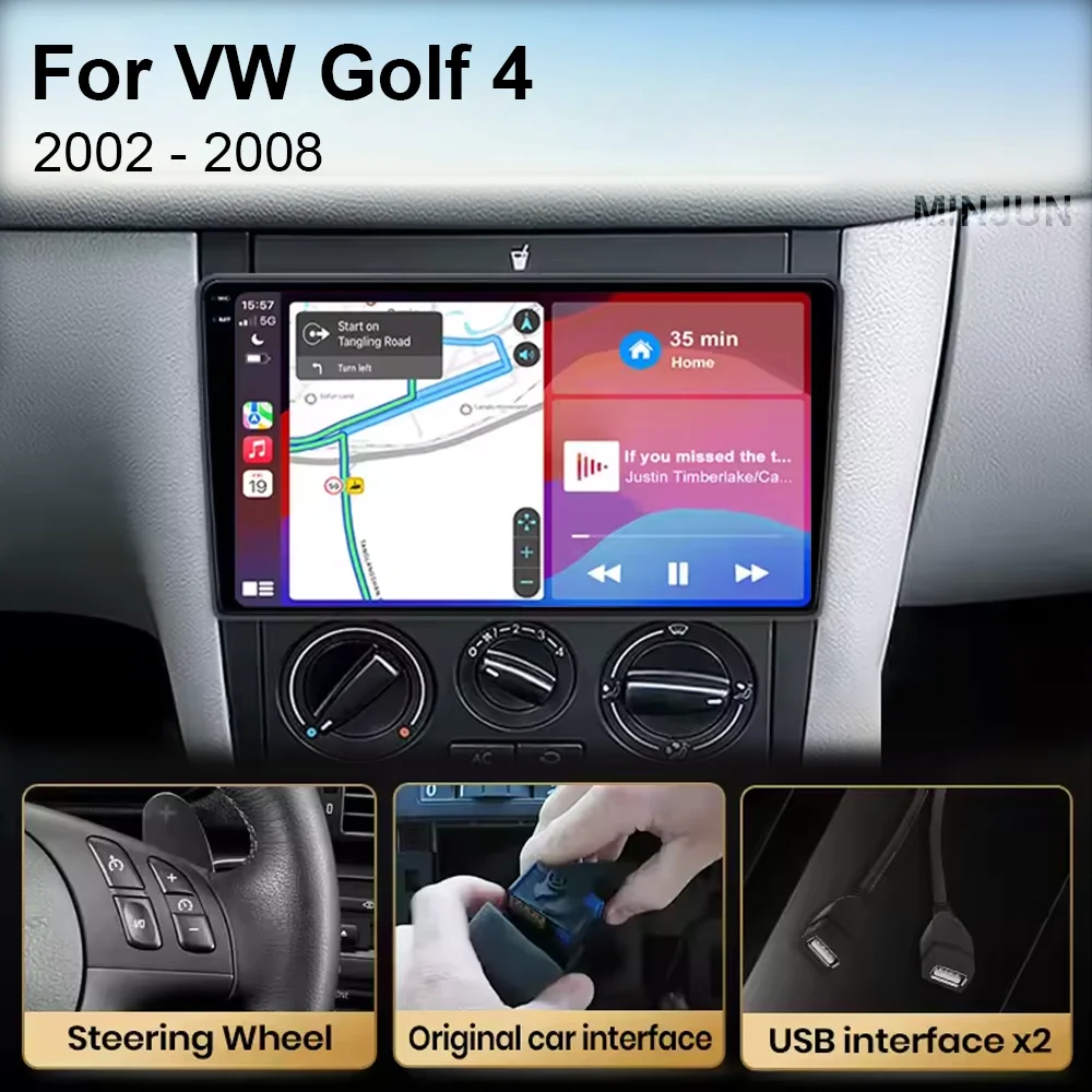 Car Radio Android 16 For Volkswagen VW Golf 4 Carplay For 2002-2008 Jetta MK4 Classics LHD Qualcomm Multimedia Player GPS Auto