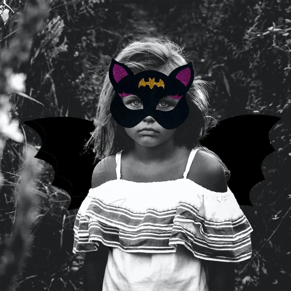 مجموعة قناع جناح الخفافيش غير المنسوج الرائع، أزياء تنكرية بتصميم كرتوني للأطفال، أزياء تنكرية للملابس، أزياء فتاة