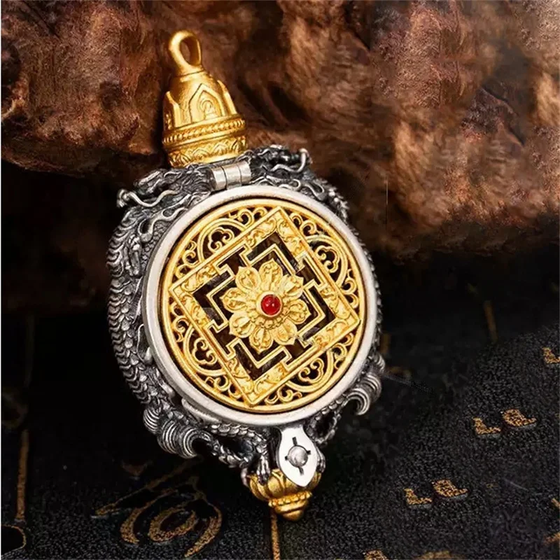 

Ретро полый цветок пряжка кулон мужские ювелирные изделия благословение желтый Джамбала ожерелье мужской амулет колье аксессуары