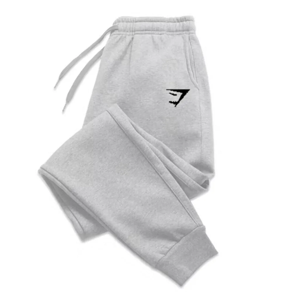 Men\'s autumn and winter fashion sports casual fleece drawstring jogging pants running pants fashion printed sports fitness pants