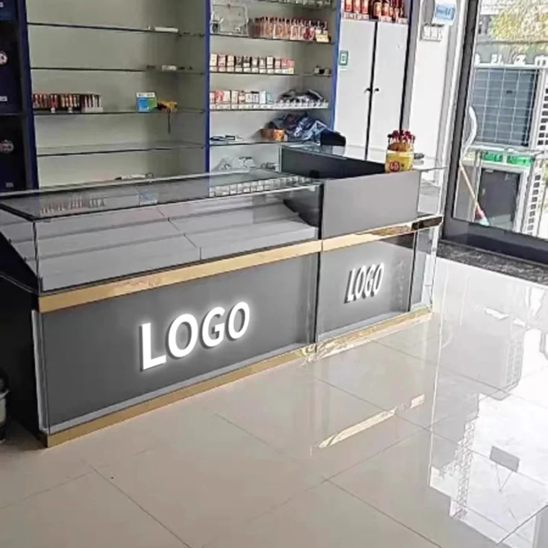 

Витрина-прилавок для табачных изделий Customized.Hongzhan из МДФ, стекла и дерева с LED-подсветкой