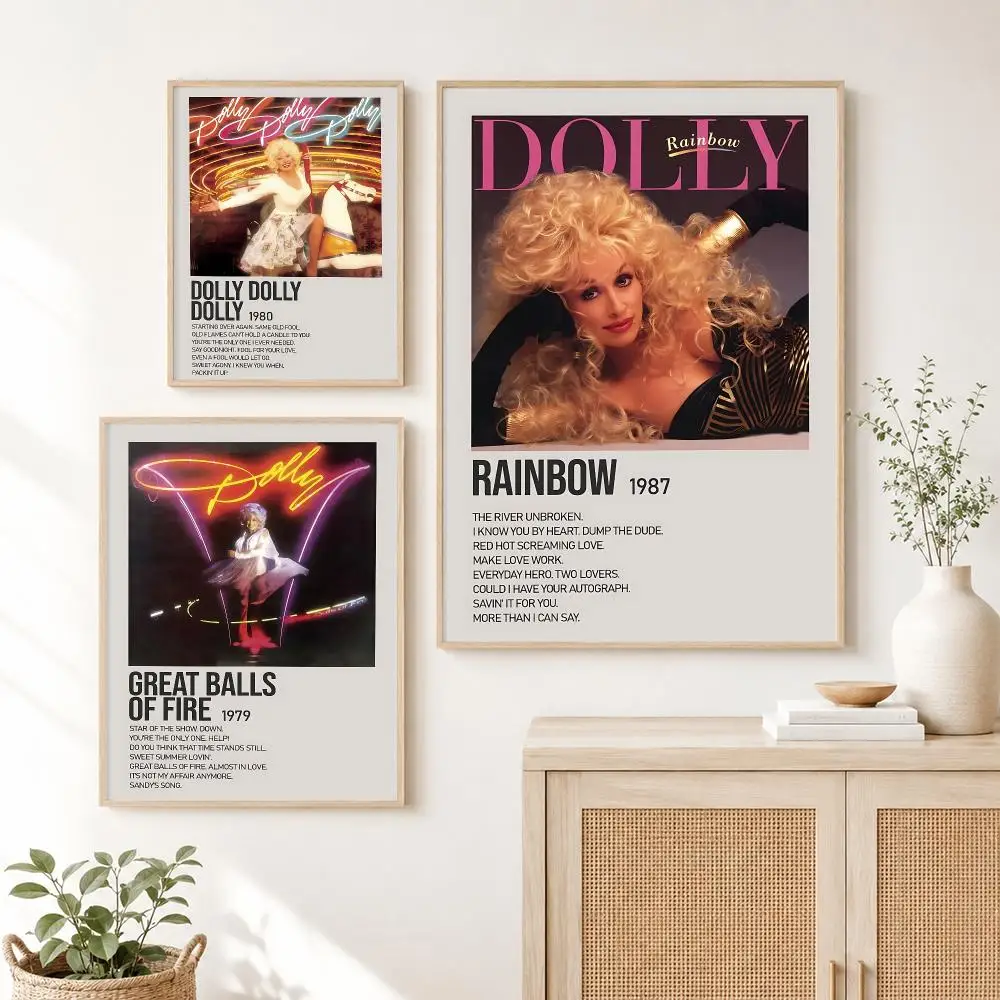 Pop Singer D-Dolly Parton Poster Self Adhesive Wall Art Decor for Bedroom Living Room Office Home Halloween Gift