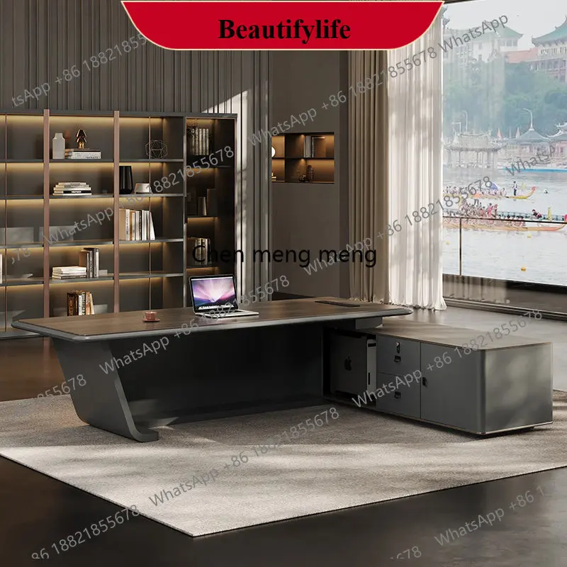 

d178 President Leadership Supervisor Office High-end Desk Chairperson Minimalist Office Desk and Chair Combination