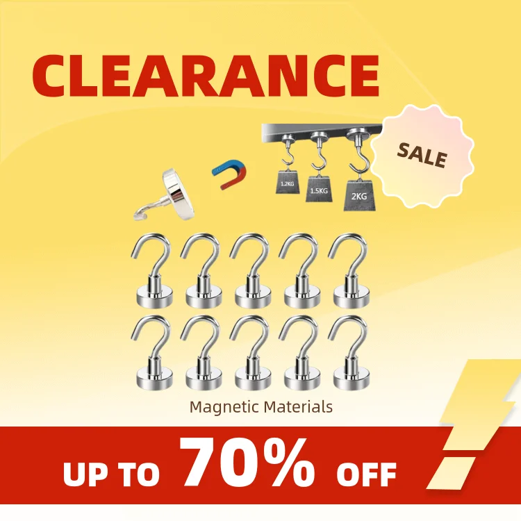 Clearance_10Pcs Metal Strong Magnetic Hooks Wall-mounted Heavy Duty Magnet Hook Key Coat Hanging Hanger Home Kitchen Bathroom St