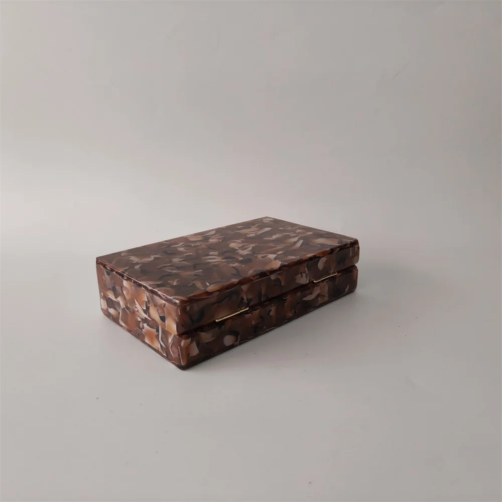 Women Brown Flower Acrylic Box Clutch Purse Lady Evening Bags Wedding Clutches Bridal Handbags Party Pro Minaudiere Mini Flap