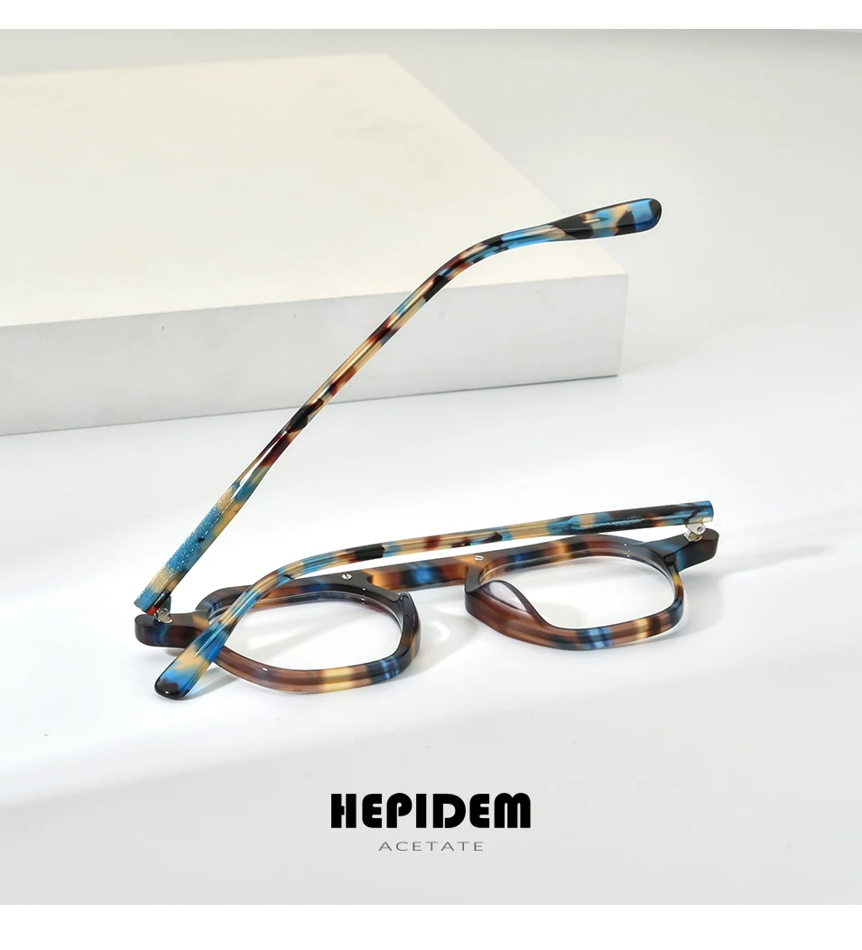 HEPIDEM Acetat Brille Rahmen Männer Marke Designer Retro quadratische Nerd Brillen japanische handgemachte Brille Vintage Brillen 9214 – Detail 12