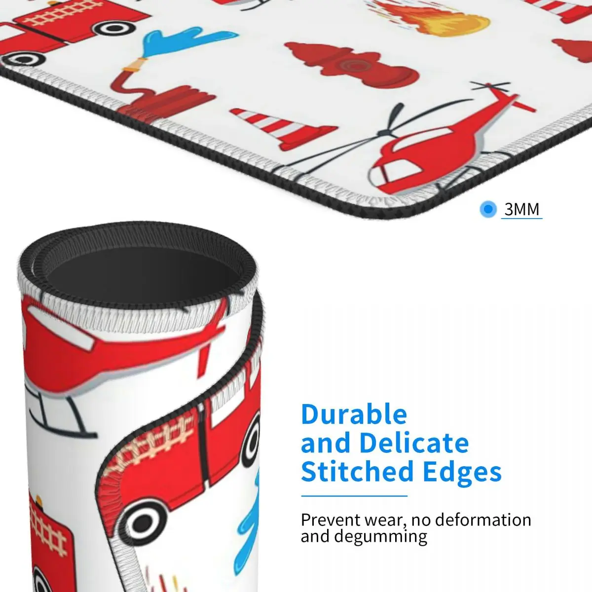 Red Transport Fire Truck Engine Brigade Mouse Pad Computer Keyboard Mouse Mat Gaming Laptop Desk Mat Office Table Mats