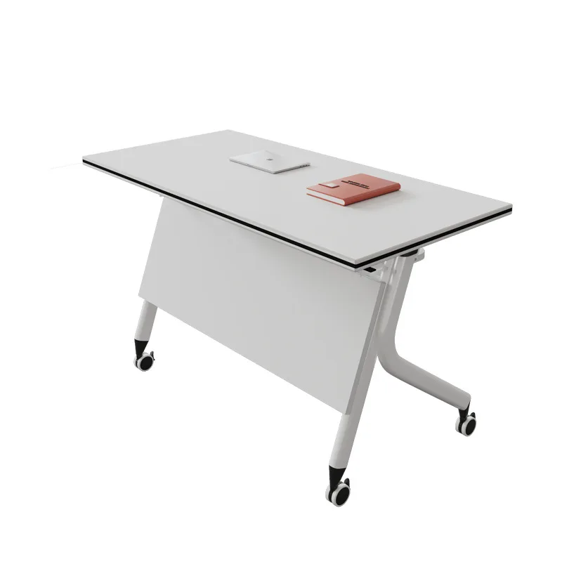 

White hexagonal round table folding mobile splicing multi-functional conference table company annual meeting training
