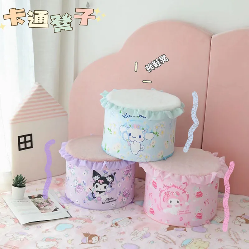 Kawaii Cute Japanese Cartoon Anime Stool Kuromied Round Low Stool Shoe Stool Washable Home Decor Gifts