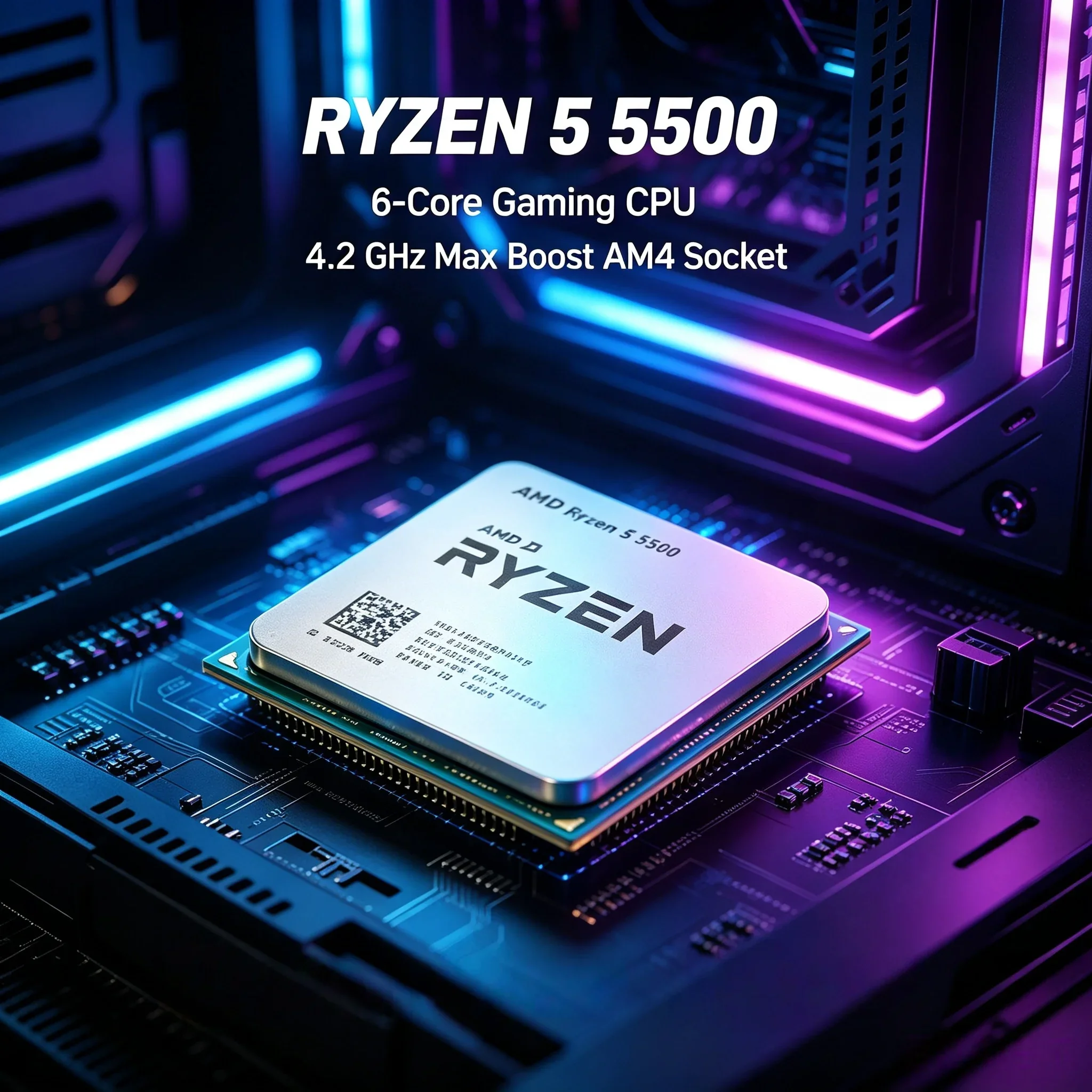 Home Office Assembly CPU AMD Ryzen 5 5500 R55500 6-Core 12-Thread 16MB Cache 4.2GHz Boost AM4 Interface Processor Without Coolin