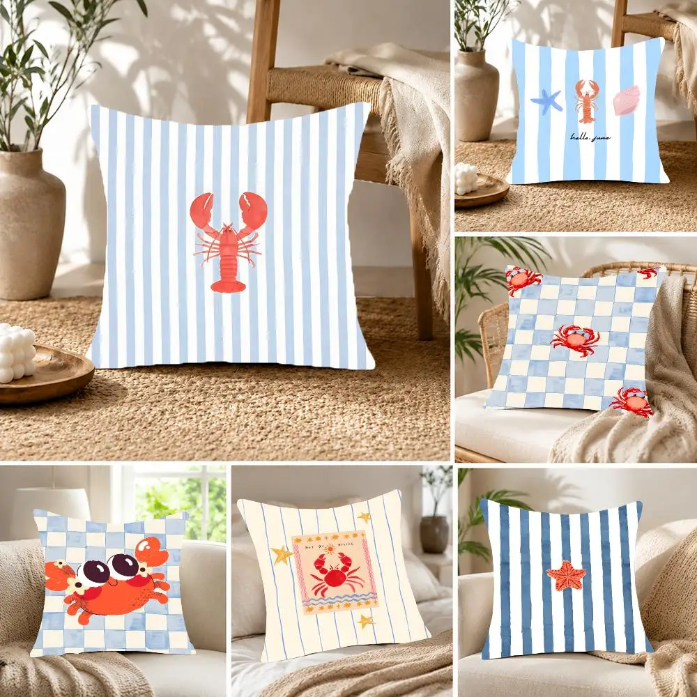 Theme Nature Beach Element Cushion Cover Fluffy velvet Nordic style plush Living room sofa decorative