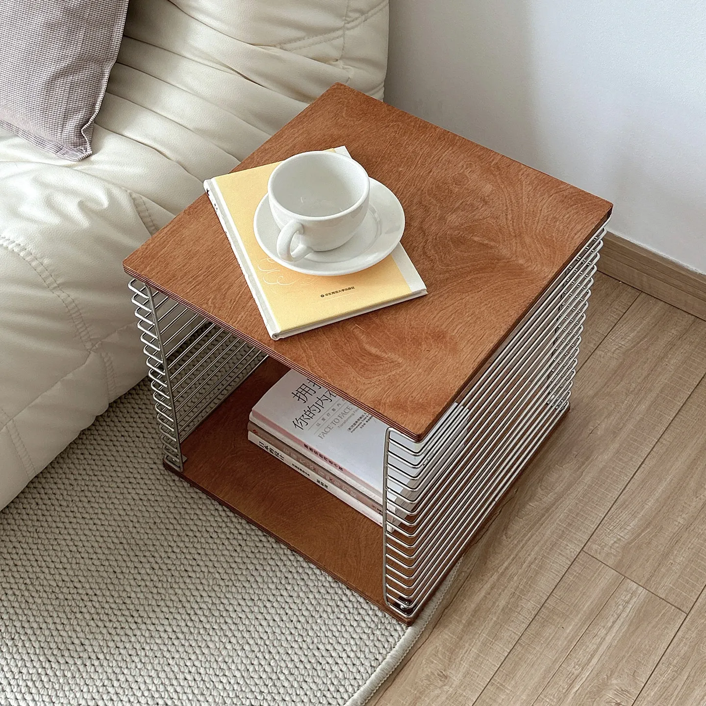 & Medieval-style Stainless Steel Line Sofa Side Table Modular Storage Bookshelf, Shelf, Bedside Table, Coffee Table