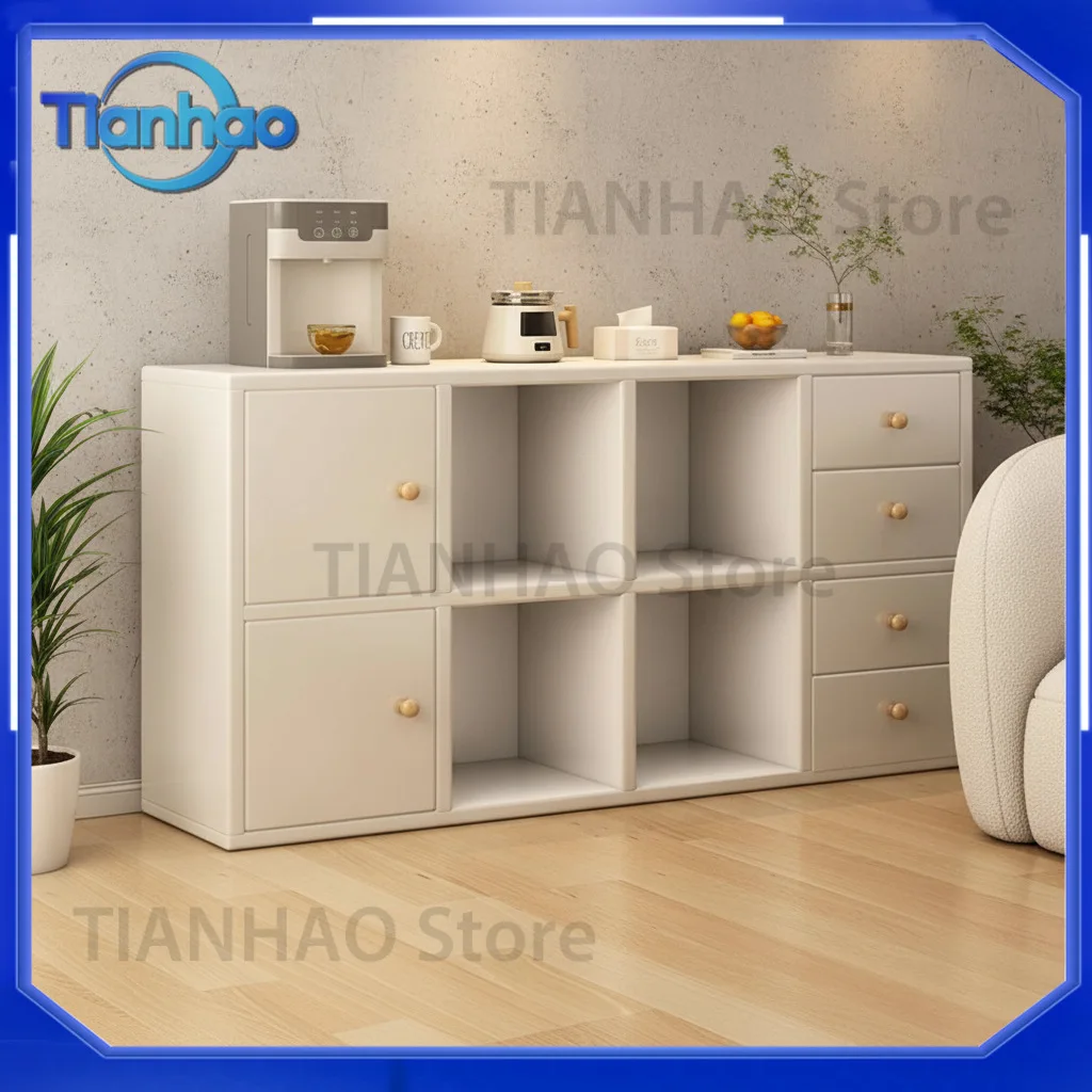 Solid Wood Bookcase Floor Standing Storage Cabinet for Living Room Sofa Side Wall Mounted Minimalist Home Bookshelf