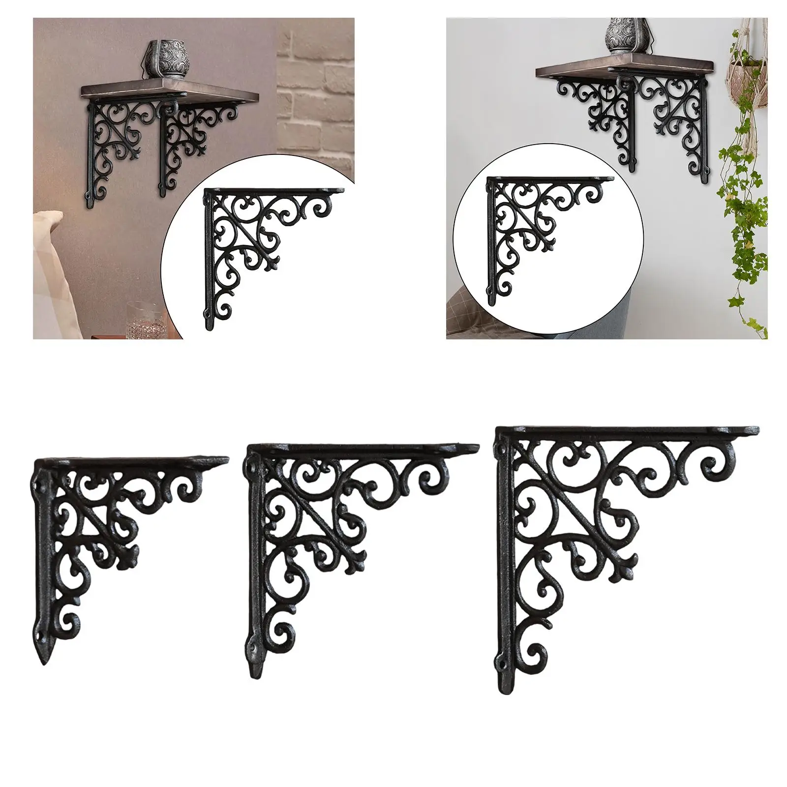 Decorative Shelf Bracket Supporter Wall Mount Rustic with Screws Heavy Duty Sturdy Shelving Bracket for Kitchen Bedroom Home