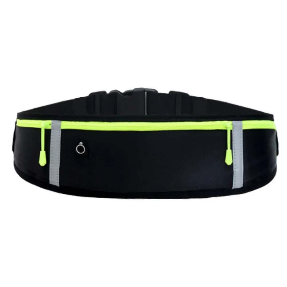 Black Ultra-Thin Sports Waist Pack Waterproof Reflective Belt Marathon Running Pouch Fitness Travel Hiking Outdoor