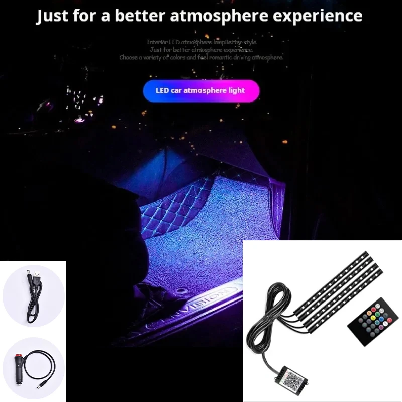 

LED car lights Interior Ambient light car Foot lamp led USB rgb auto Neon Lamp LED bar for bmw f10 golf 6 7 audi car accessories