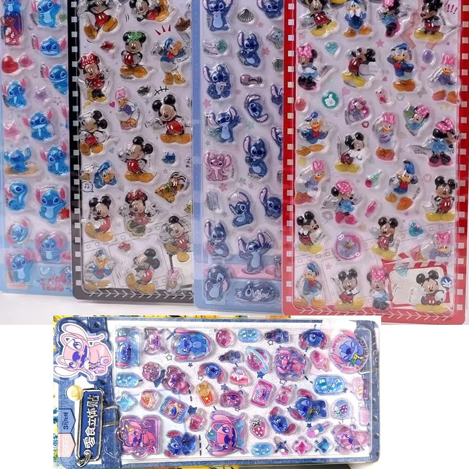 Nuovo Disney Lilo & Stitch Carino Topolino e Minnie 3D Adesivo in rilievo Giocattolo Cassa del telefono Adesivi in cristallo fai da te Carta di Natale Decor adesivo Regalo