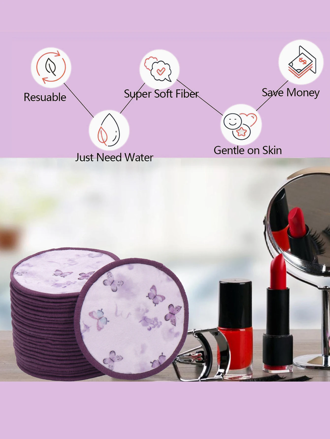 10/20/30Pcs Sustainable and Reusable Makeup Remover Pads, Washable and Organic, Fragrance Free, Suitable for All Skin Types