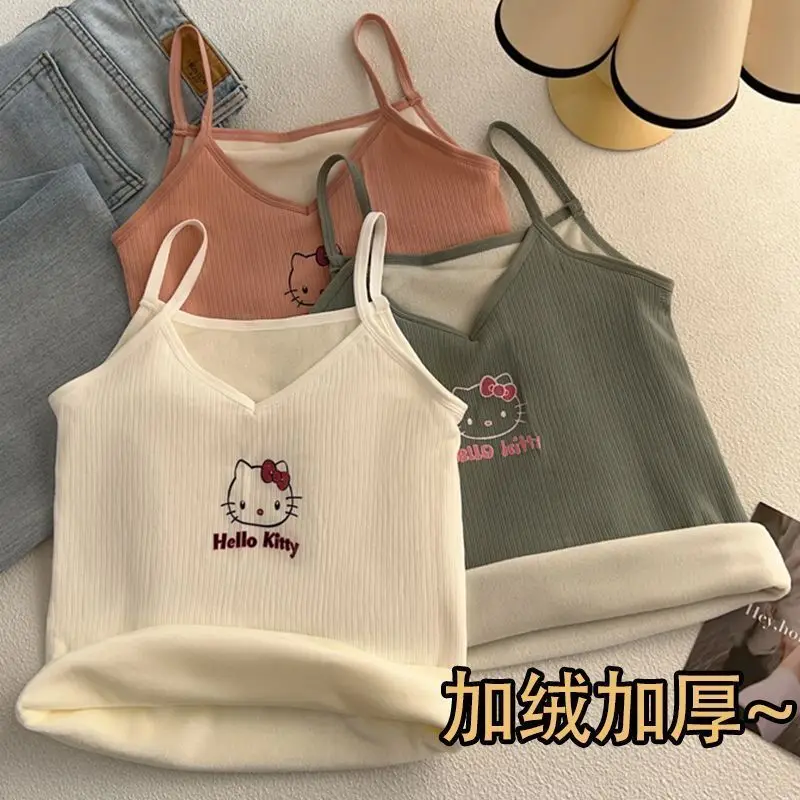 جديد سانريو الكرتون الرسوم المتحركة Hellokitty سترة دافئة المرأة سميكة سليم المناسب الداخلية العلوي للحماية الباردة هدية الكريسماس