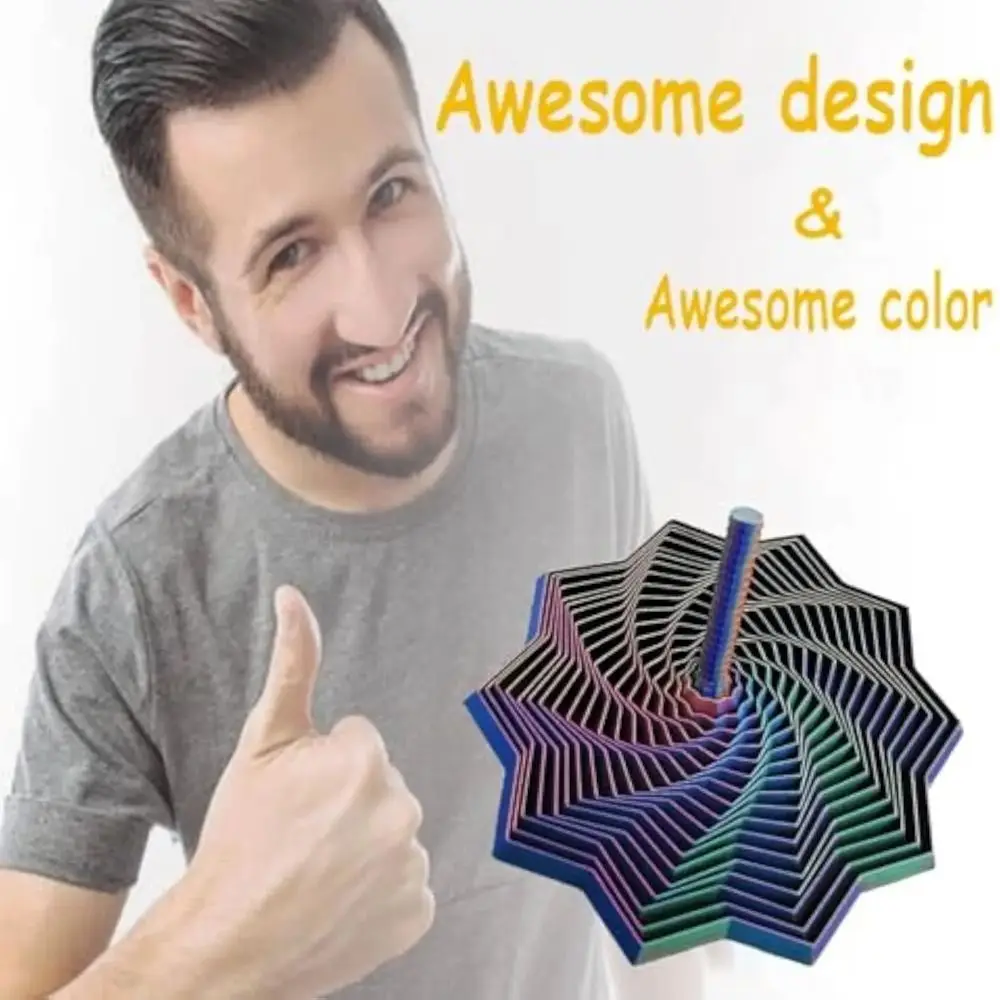 3D Printing Fractal Fidget Star Model Visual Illusion Geometric Design Spirals Sensory Creativity with Handles AntiAnxiety