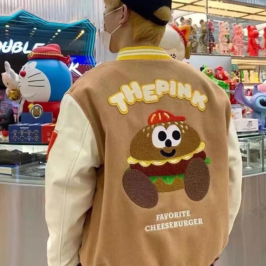 

Vandythepink American Sle Heavyweight Burger с вышитыми буквами Fce Sve шерстяное бейсбольное пальто куртка для мужчин и женщин